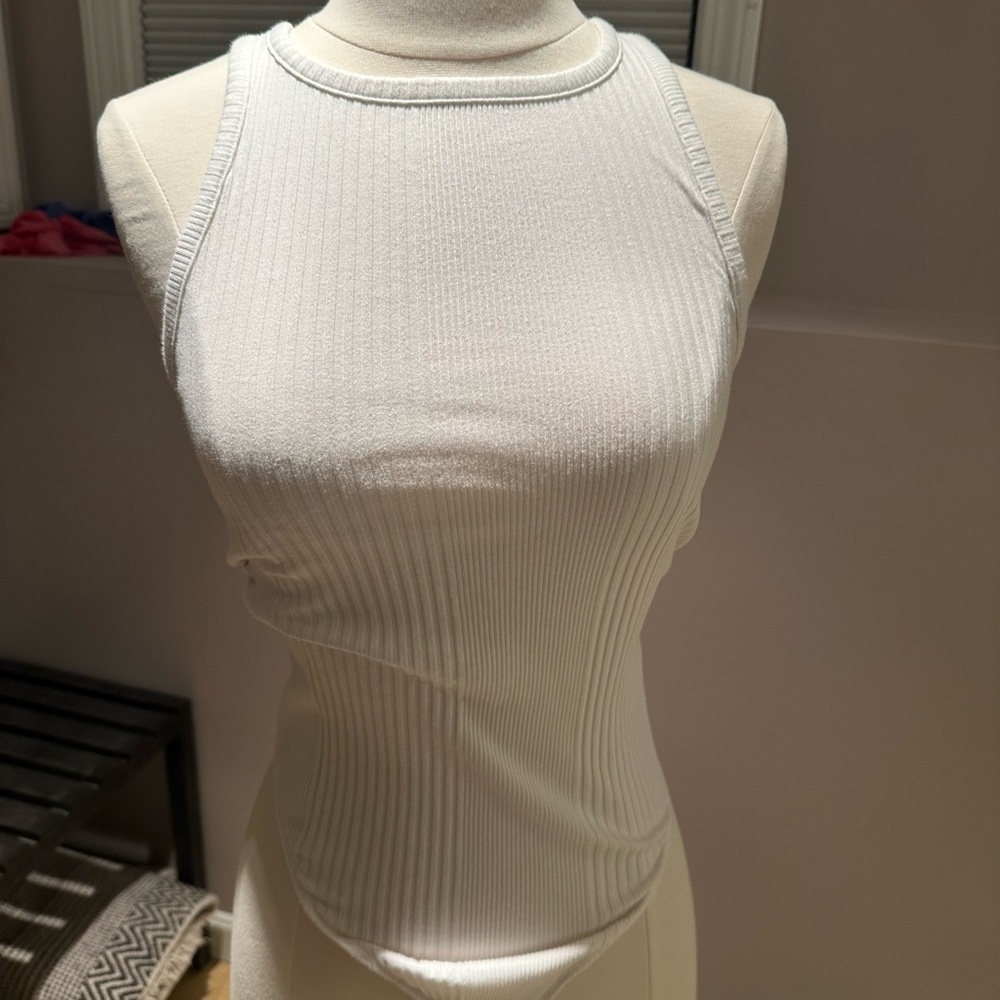 Aerie Cream Ribbed Bodysuit